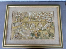 Framed art acrylic painting impressionist 26 x 20 #902 reads