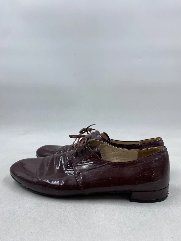 Zapato Oxford de vestir de cuero borgoña Prada W 8 Foto 3 de 4