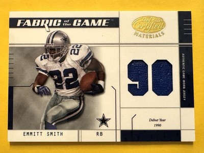 2003 Certified Fabric Of The Game Emmitt Smith Game Worn Patch /90 Cowboys HOF