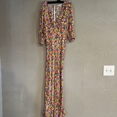 RIXO Target Women s Sz 10 Colorful Abstract Print Maxi Dress  Spring Easter Zip