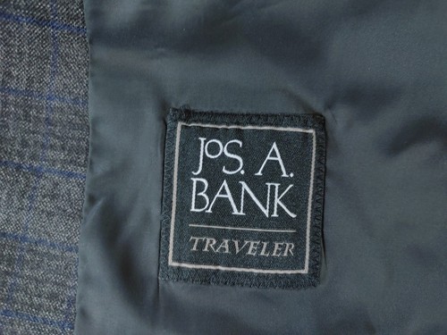 Jos A. Blazer de lana gris carbón Bank para hombre 46R abrigo deportivo chaqueta a cuadros azul - Imagen 19 de 20