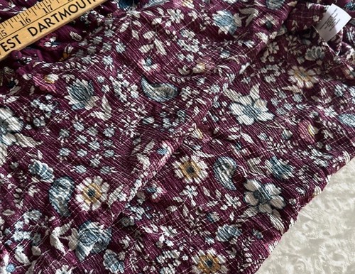 VTG Lane Bryant Women’s Sz 26/28 Burgundy Floral Boho Peasant Flowy Top Blouse - Picture 17 of 18