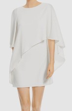 Halston Heritage Womens' White Flowy Sleeve Boatneck Shift Dress Size 0