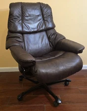 Ekornes Stressless "Reno" Brown Leather Office Chair