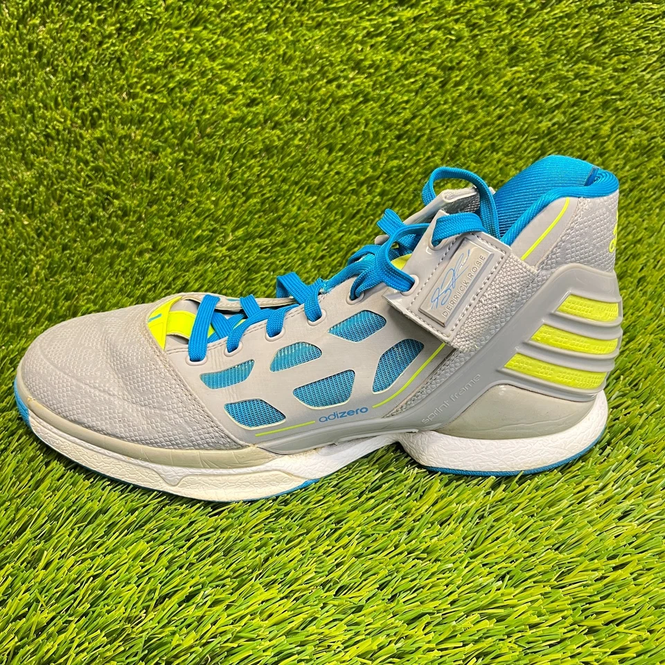 Adidas Adizero Rose 2 Mens Size 8.5 Gray Blue Athletic Basketball Shoes Sneakers - Image 3 of 4