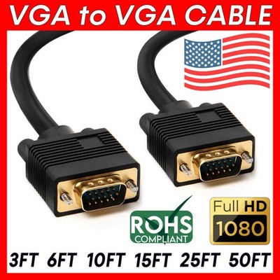 VGA Cord Full HD 1080p SVGA Male VGA to VGA Cable PC Laptop HDTV Monitor Cable