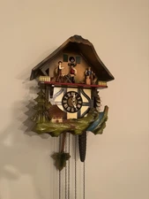 German E. Schmeckenbecher Black Forest Cuckoo Clock w/ sawmill WORKING