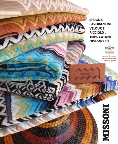 Set spugne bagno 5 pezzi MISSONI 1 telo 2 asciugamani 2 ospiti misure max . - Picture 2 of 14