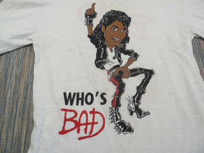 Vintage Michael Jackson T Shirt Mens Small White Who's Bad Tour