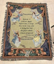 Vintage Angel Symphony Multi Color Tapestry Throw 51” X 68” Made In USA NWT Rare