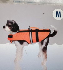 Dog Life Vest Water Swim Safety Size M 20-50 Lbs Orange Jacket Reflective Rescue