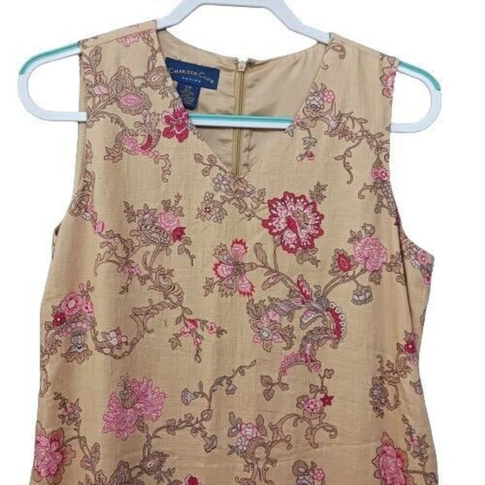 Nuevo Maxi Vestido Charter Club de Lino para Mujer 10 Funda Pequeña Sin Mangas Floral Foto 2 de 4