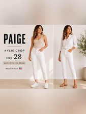 PAIGE Kylie Crop White Jeans Size 28 Made in USA Stretch Denim
