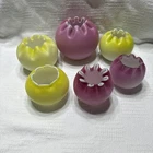 Fenton Art Glass Hand Blown Cased Satin Crimped Edge Rose Bowls LOT Of 6