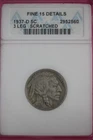 3 Legged Buffalo Nickel 1937 D Fine 15 Details Scratched ANACS Cerified Slab 423
