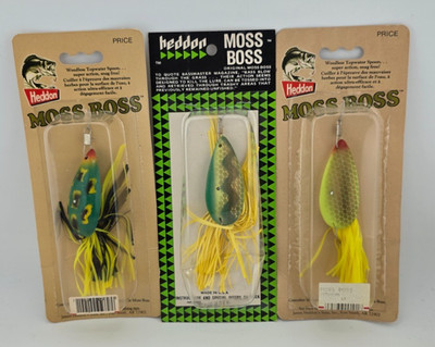 (3) Vintage Heddon Moss Boss Top Water Fishing Lures Lot of 3 - 1/4 oz