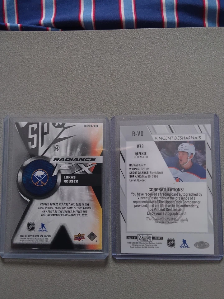 LUKAS ROUSEK 409/949 VINCENT DESHARNAIS ROOKIE AUTO..2 CARD DEAL - Image 2 of 2