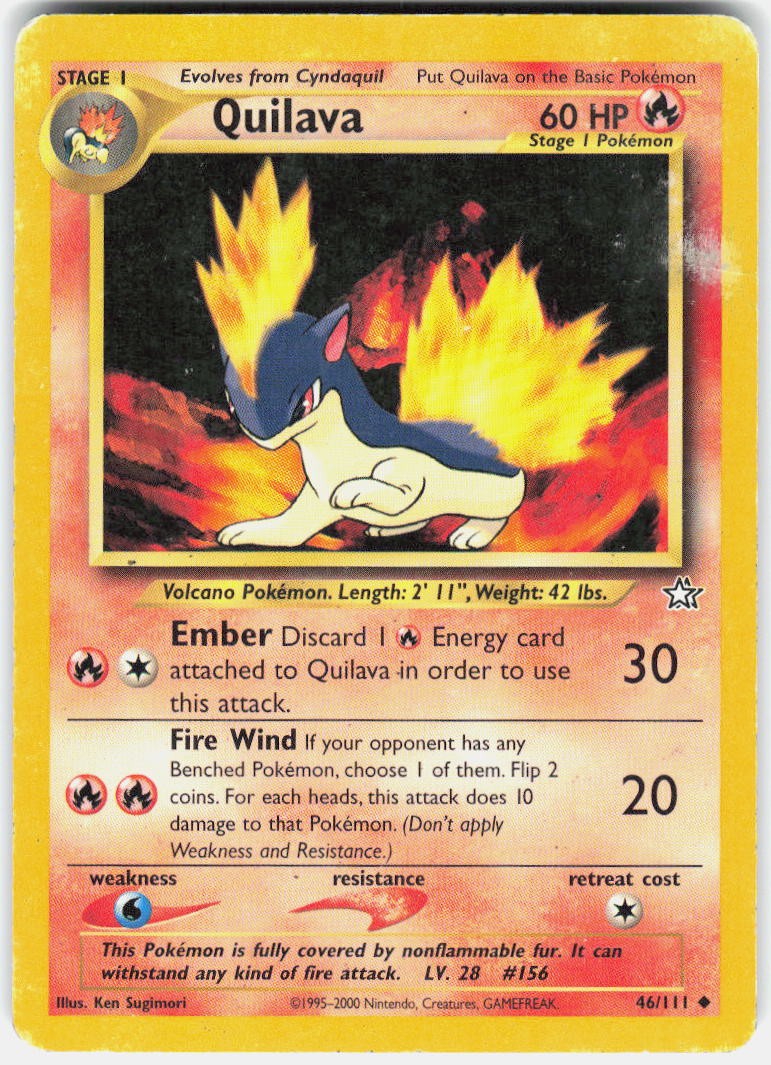 Quilava 46/111 Uncommon Neo Genesis Pokemon Unlimited HP