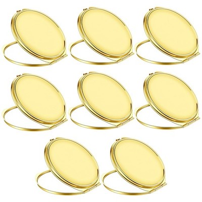 8 PCS Gold Metal Round Compact Mirror Double Sided 1X/2X Magnifying Folding