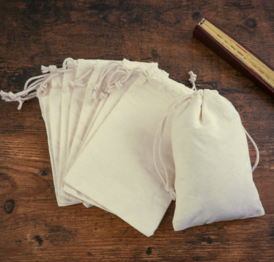 50 pcs of Double Drawstring Reusable Organic Cotton Muslin Bags (Select Size)