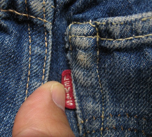VINTAGE 1950's LEVI'S RED TAB BIG E REDLINE JEANS PANTS LEATHER PATCH USA KIDS - Picture 5 of 12