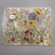 Vintage Hallmark Decorative Placemat Set Floral Berry Design Fruit Made in USA