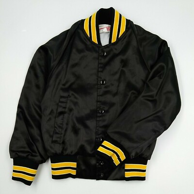 HARTWELL アメリカンフットボール ジャケット M ブラック/イエロー Vintage Hartwell Satin Varsity Jacket - Retro Pirates Black Button