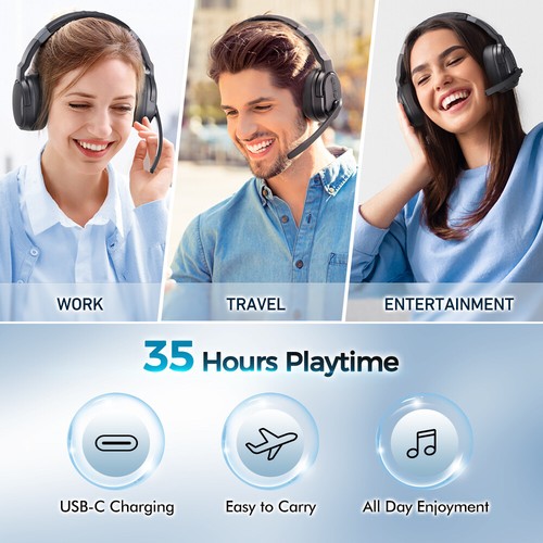 Bluetooth Headsets Over-Ear Headphone Detachable Earpad Single/Dual for Office - Picture 13 of 19