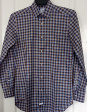MEN'S DAVID DONAHUE PLAID SHIRT Size S Logo Long Sleeve  100% Cotton Pocket