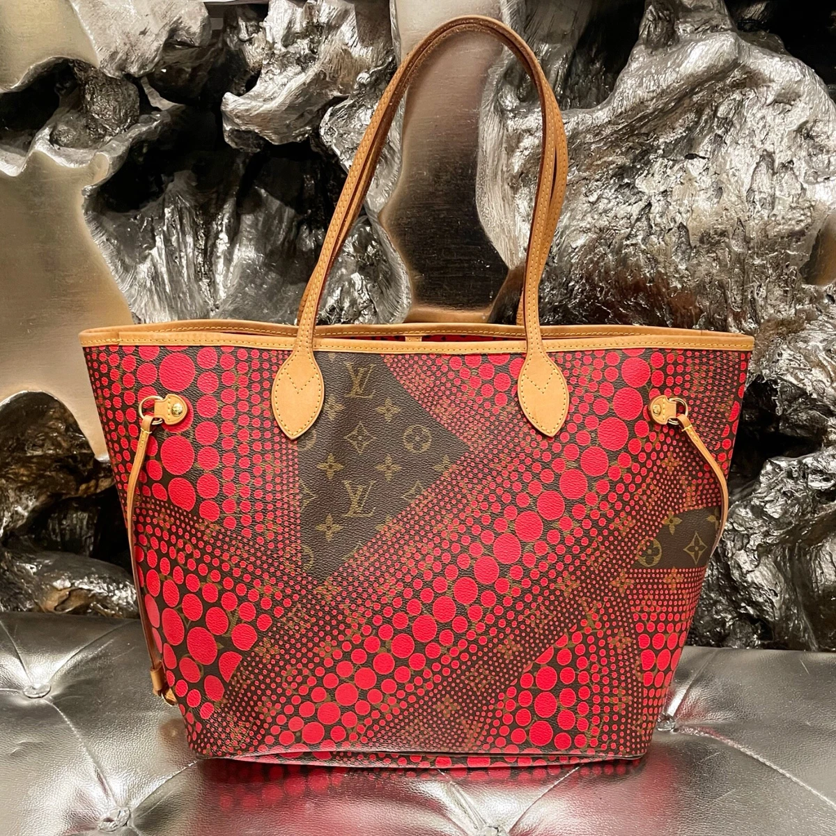 YAYOI KUSAMA X LOUIS VUITTON RED MONOGRAM DOTS INFINITY NEVERFULL MM