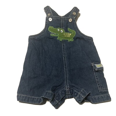 Miniwear Alligator Crocodile Baby Jean Overalls Size 3/6 Months