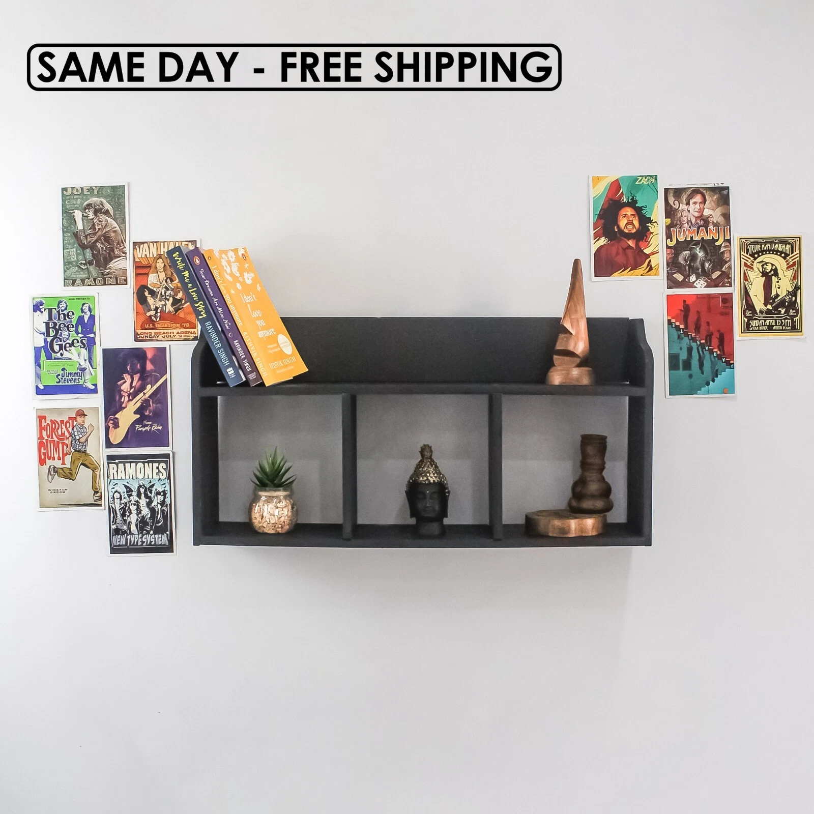 Modern Wooden Wall Shelf – Floating Storage Rack for Home & Office – Strong