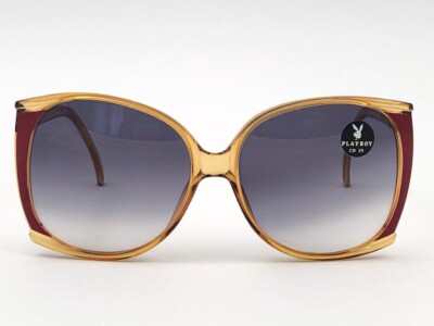 VINTAGE OPTYL PLAYBOY 4528 OVERSIZED TRANSLUCENT ORANGE SUNGLASSES