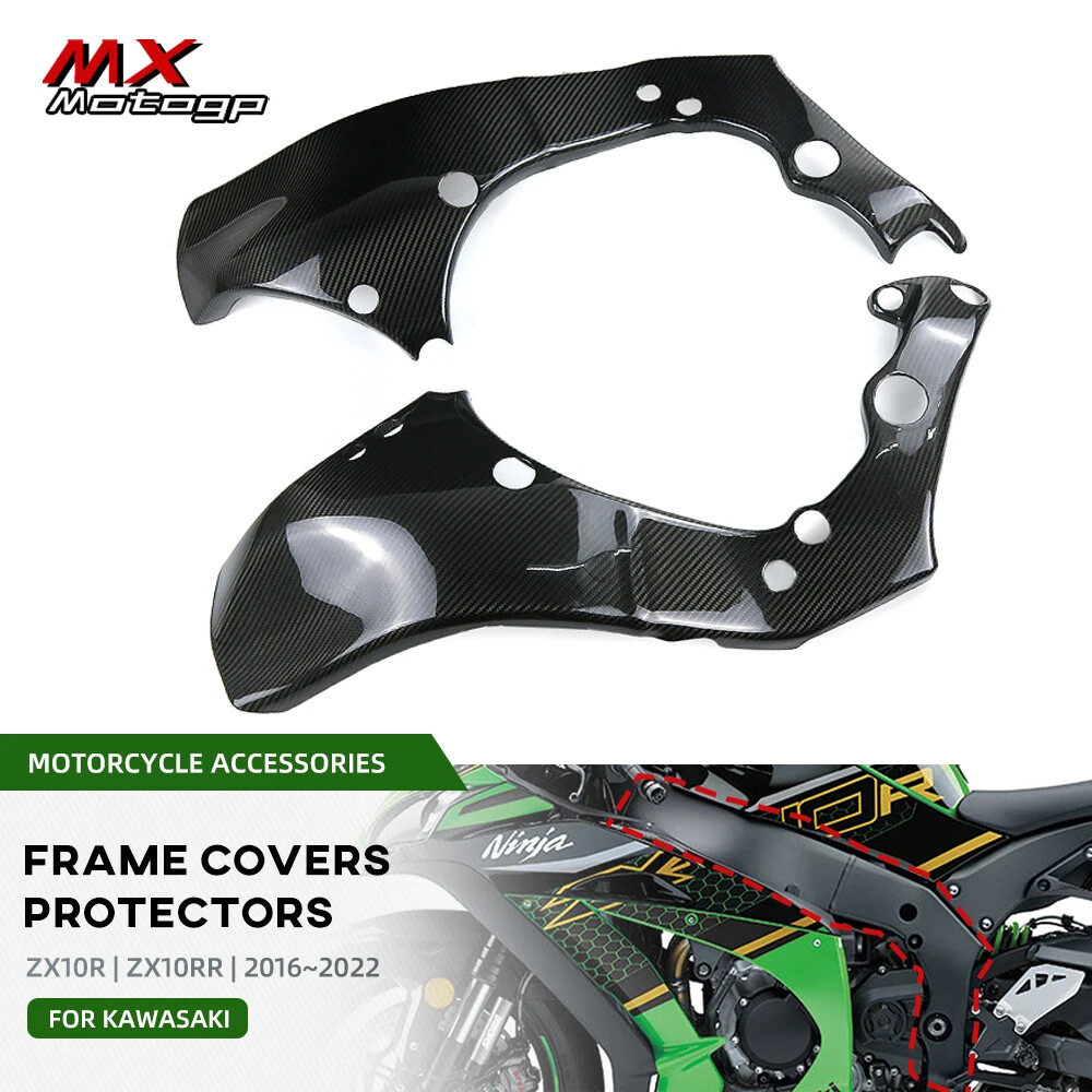 100% Carbon Fiber Frame Covers Panels Protector Fit KAWASAKI ZX10R