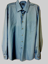 Van Heusen Men's Shirt 17 - 34/35 Blue Dress Wrinkle Free Button Long Sleeve XL