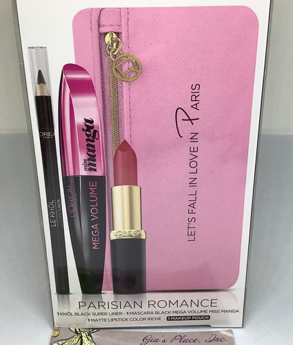 L'OREAL 4 PCS MEGA VOLUME BLACK MASCARA, EYELINER + ROSE LIPSTICK/BAG SEALD BOX - Picture 2 of 10