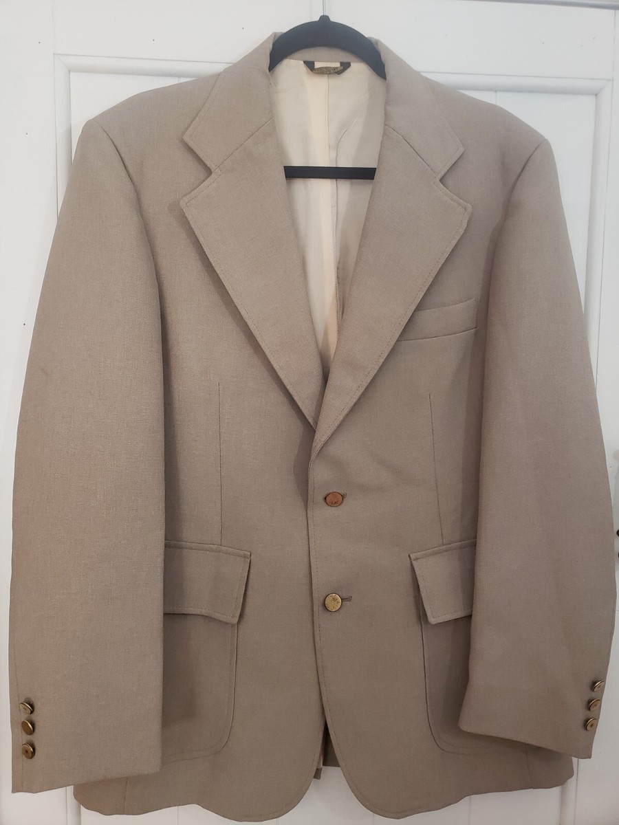 Vintage Levis Sportscoat Mens 42R Tan Panatela Polyester Lined