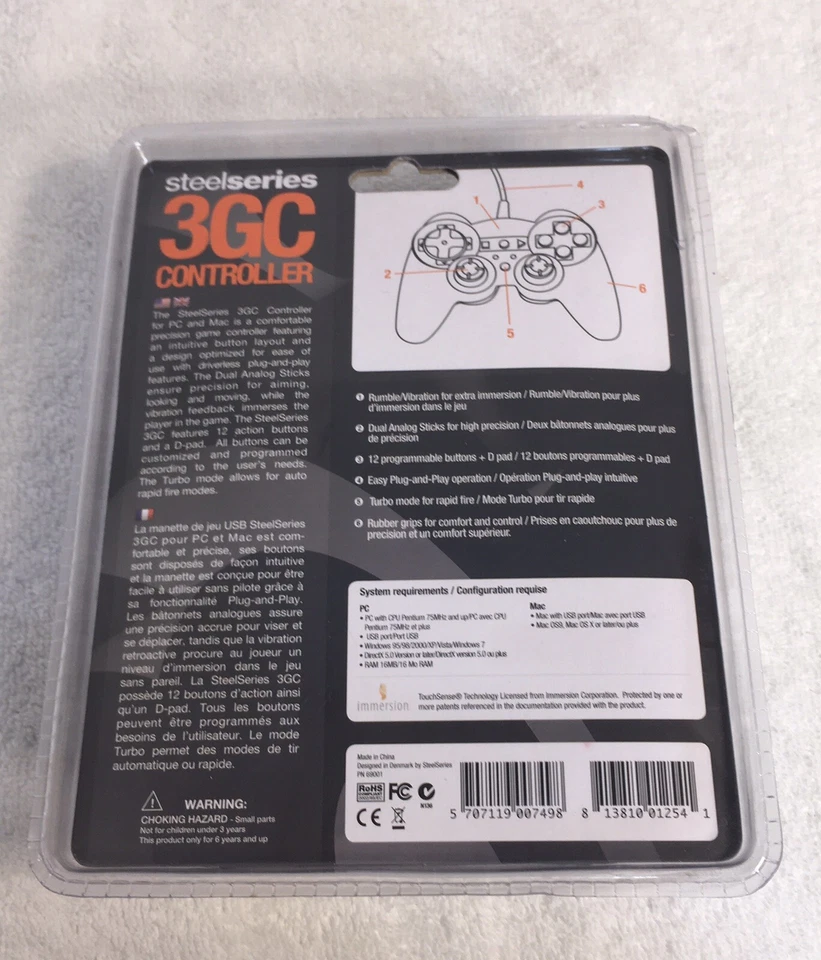 Steel Series 3G (69001) Gamepad Controller Black For Mac and PC New In Box - Image 2 of 3