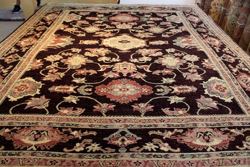 TOP QUALITY 8' X 9' BROWN HANMMADE ORIENTAL RUG vegetable dye chobi rug. - Picture 2 of 12