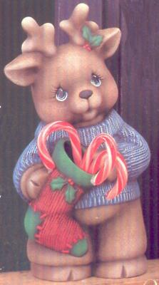 Boy Reindeer with Stocking; - Ready to Paint, Ceramic Bisque