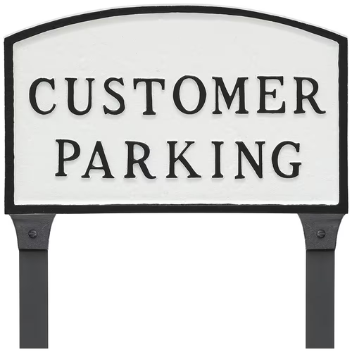 10 In. X 15 In. Standard Arch Customer Parking with 23 In. Stakes - White/Black - Picture 5 of 12