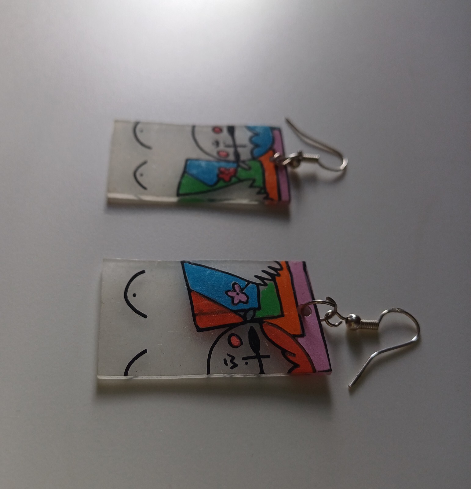 Earrings Rectangular Handmade Painted Art Earring… - image 23