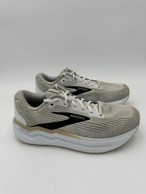 Brooks Ghost Max 2 Running Shoes Mens Size 10 White/Pelican LaceUp 1104311D125
