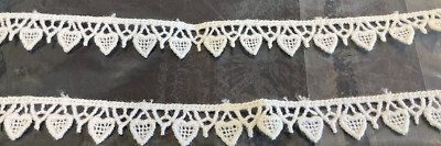 Hirschberg Schutz-1/2'' W Hearts Venice-White Rayon-2 separate pieces of 2 yds