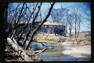 Blurry Greene County Ohio Covered Bridge in 1959, Kodachrome Slide t4b