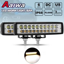 2x 6inch LED Work Light Bar Flood Fog Lamp 60W For Offroad Driving Truck SUV ATV