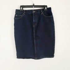 Lauren Ralph Lauren Dark Wash Straight Pencil Knee Slit Denim Jean Skirt 6 S