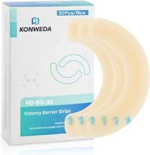 30 Pcs Ostomy Barrier Strips | Elastic Barrier Tape for Colostomy Bags | Medi...
