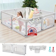 Parque De Guarderia Corralito Para Cuidado De Bebes Ni os 79  x 59  Gris NEW US