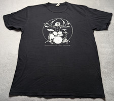 Vitruvian Man Drum Kit Graphic T-Shirt XL Black DaVinci Music Classic Art Tee